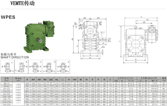 WPES减速机安装尺寸图纸