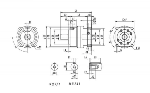 NE070系列精密行星减速器型号尺寸与图纸