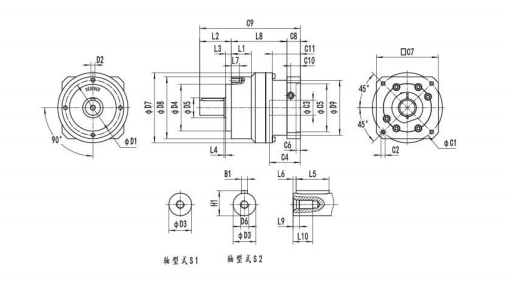 <b>NE090系列精密行星减速器型号参数与图纸</b>