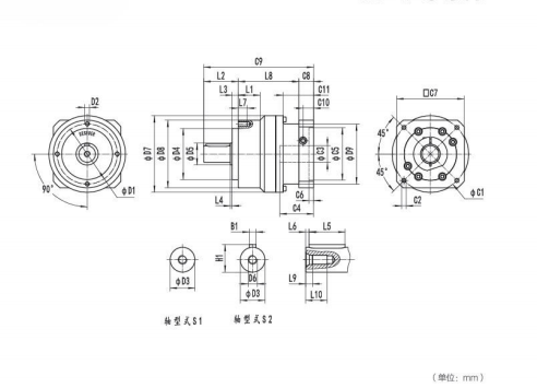 NE120系列精密行星减速器型号尺寸与图纸