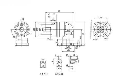 NER070系列精密行星减速器型号尺寸与图纸