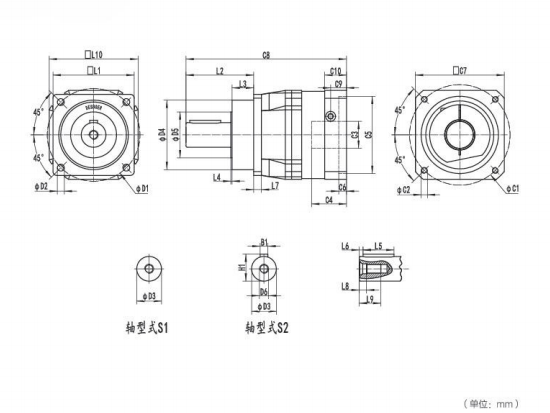NF180系列精密行星减速器型号尺寸与图纸