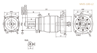MVD-100-L2系列精密行星减速器型号尺寸与图纸