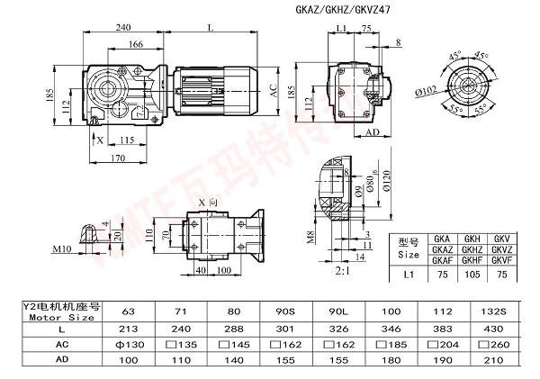 KAZ KHZ KVZ47减速机尺寸图纸